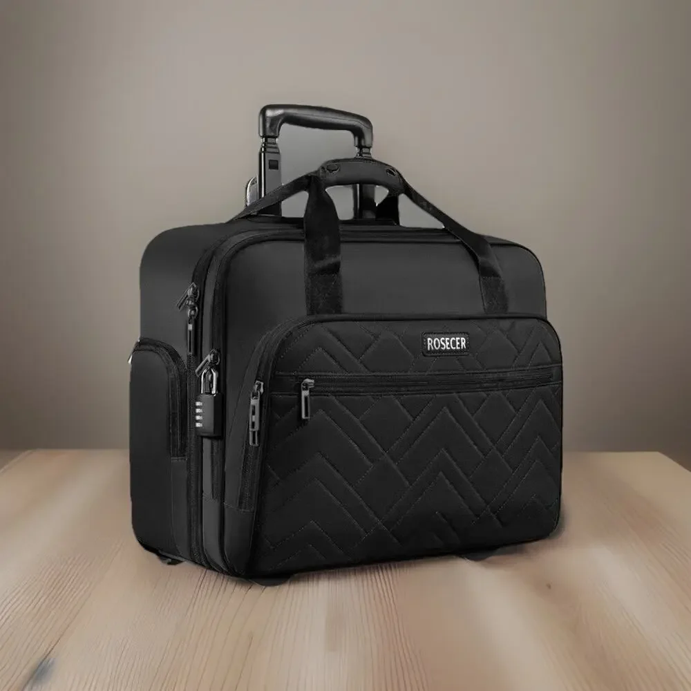 ROSECER Rolling Laptop Bag, 17.3 Inch Premium Laptop Briefcase with‎ Wheels New